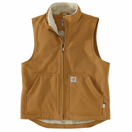 CARHARTT Men's OV4981 M FR Duck Sherpa Lined Vest M REG Insulated Relaxed Brown OV4981-FRM / 104981-BRNMREG